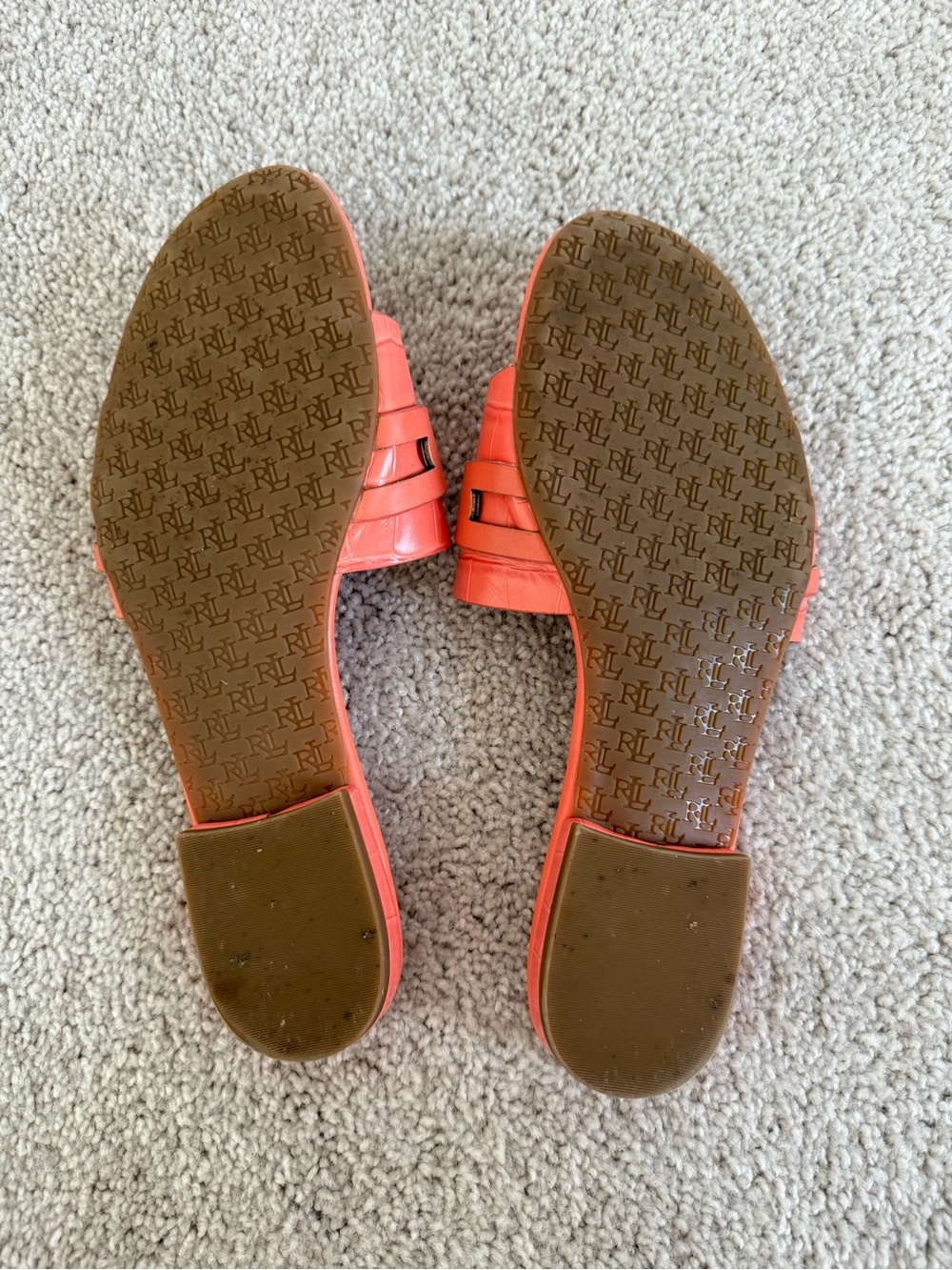 Ralph Lauren Coral Orange RL Monogram Slide Sandals US 8.5 - Picture 5 of 6